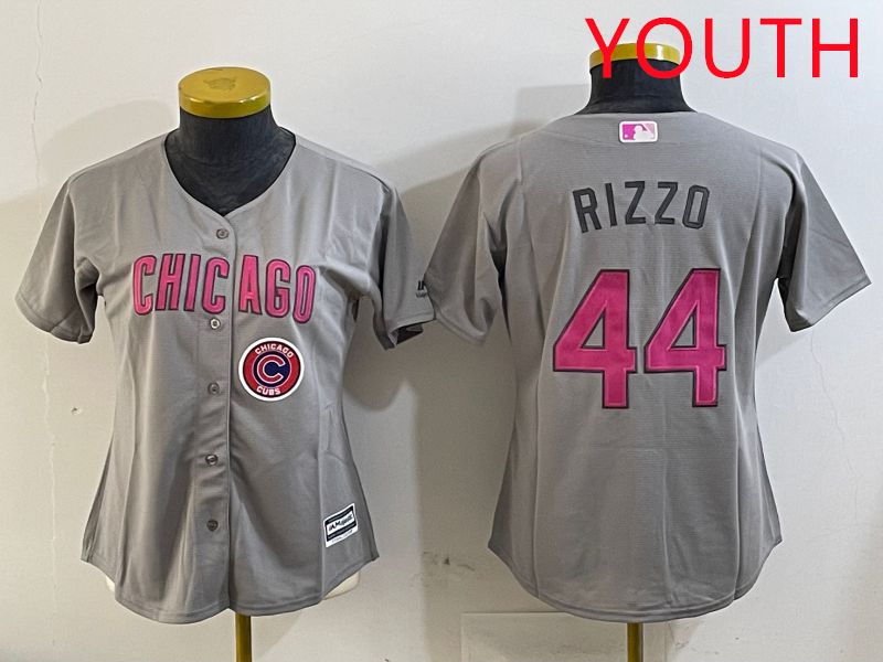Youth Chicago Cubs #44 Rizzo Grey Fashion Game 2025 Nike MLB Jersey style 6->youth mlb jersey->Youth Jersey